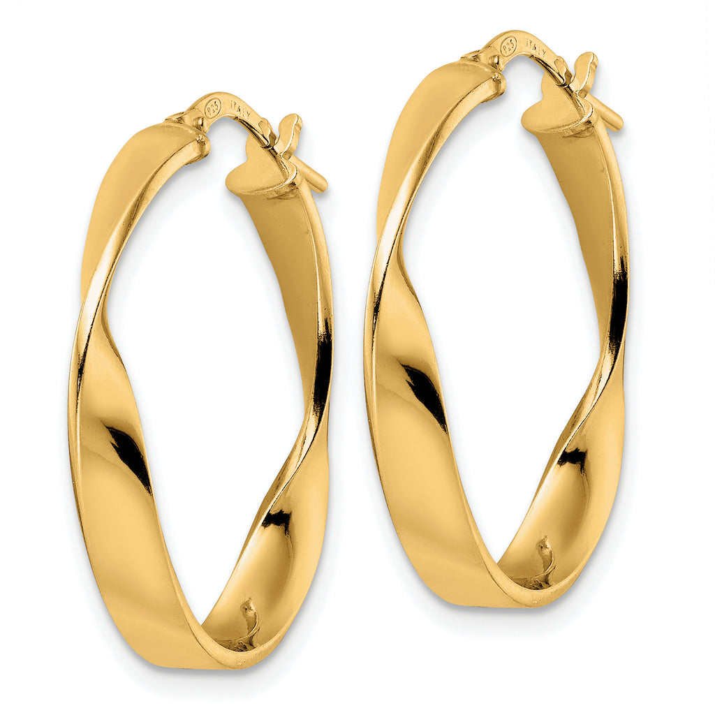 Sterling Silver Gold-plated Polished Oval Twisted Hoop Earrings