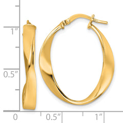 Sterling Silver Gold-plated Polished Oval Twisted Hoop Earrings