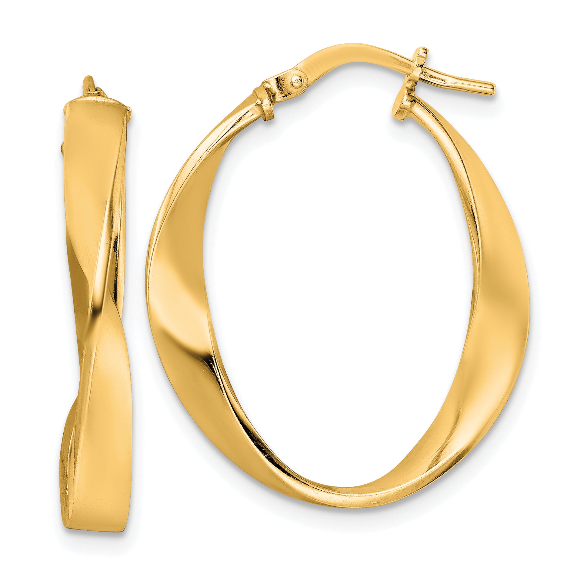 Sterling Silver Gold-plated Polished Oval Twisted Hoop Earrings