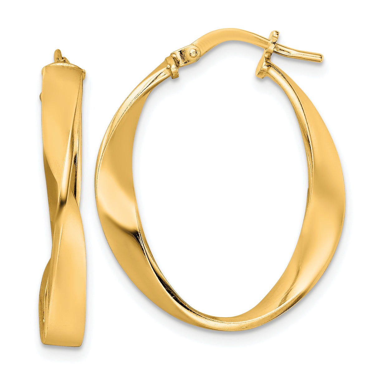 Sterling Silver Gold-plated Polished Oval Twisted Hoop Earrings