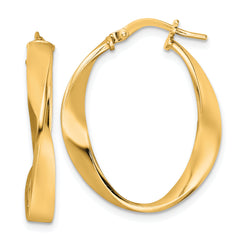 Sterling Silver Gold-plated Polished Oval Twisted Hoop Earrings