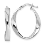 Sterling Silver Rhod-plated Polished Oval Twisted Hoop Earrings