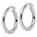 Sterling Silver Rhod-plated Polished D/C Hoop Earrings