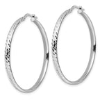 Sterling Silver Rhod-plated Polished D/C Hoop Earrings