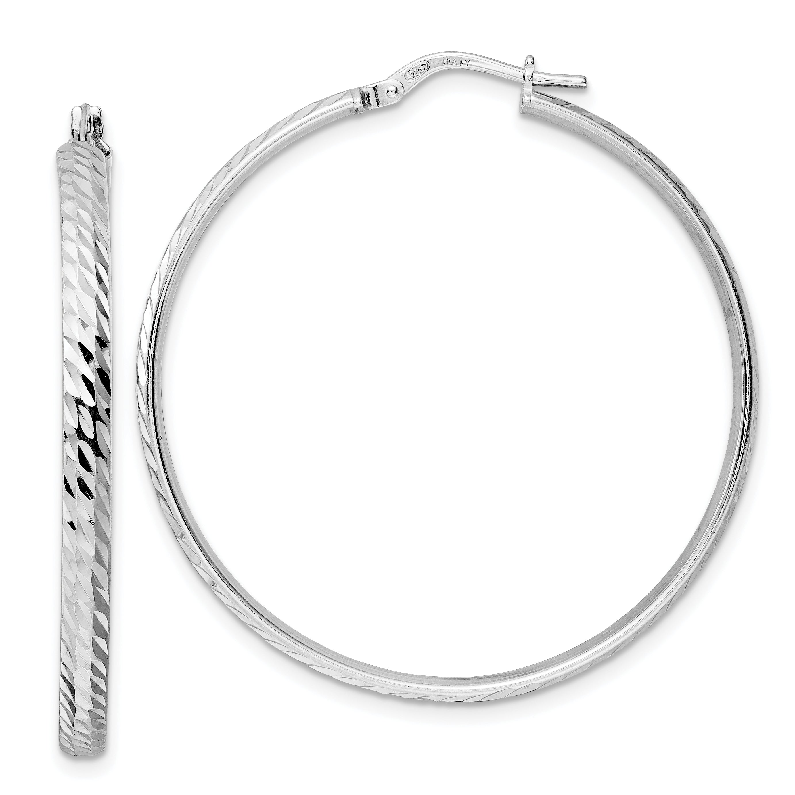 Sterling Silver Rhod-plated Polished D/C Hoop Earrings Main image