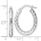 Sterling Silver Rhod-plated Polished D/C Hoop Earrings