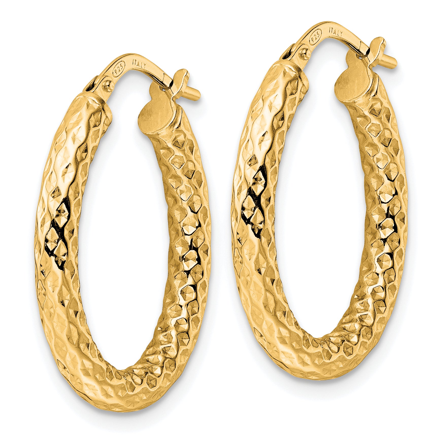 Sterling Silver Gold-Tone Polished D/C Hoop Earrings Secondary image
