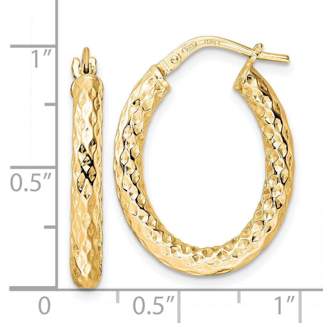 Sterling Silver Gold-Tone Polished D/C Hoop Earrings