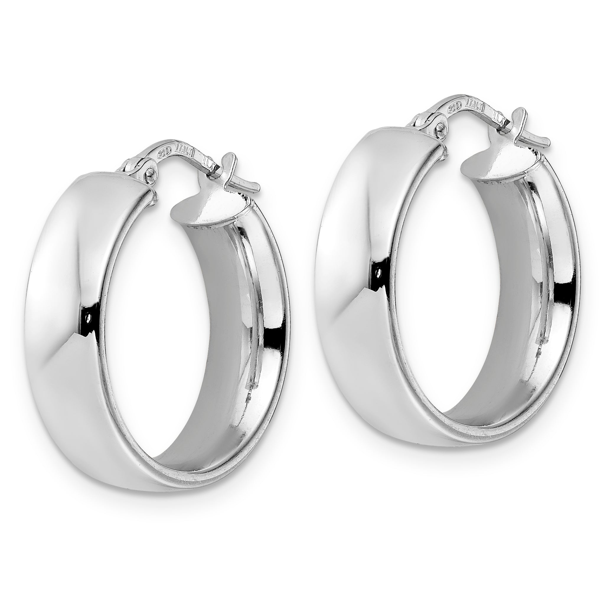 Sterling Silver Rhod-plated Polished Hoop Earrings Secondary image