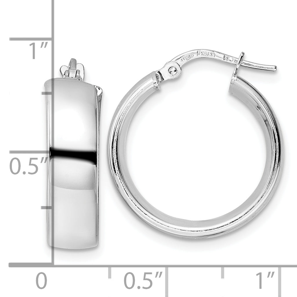 Sterling Silver Rhod-plated Polished Hoop Earrings
