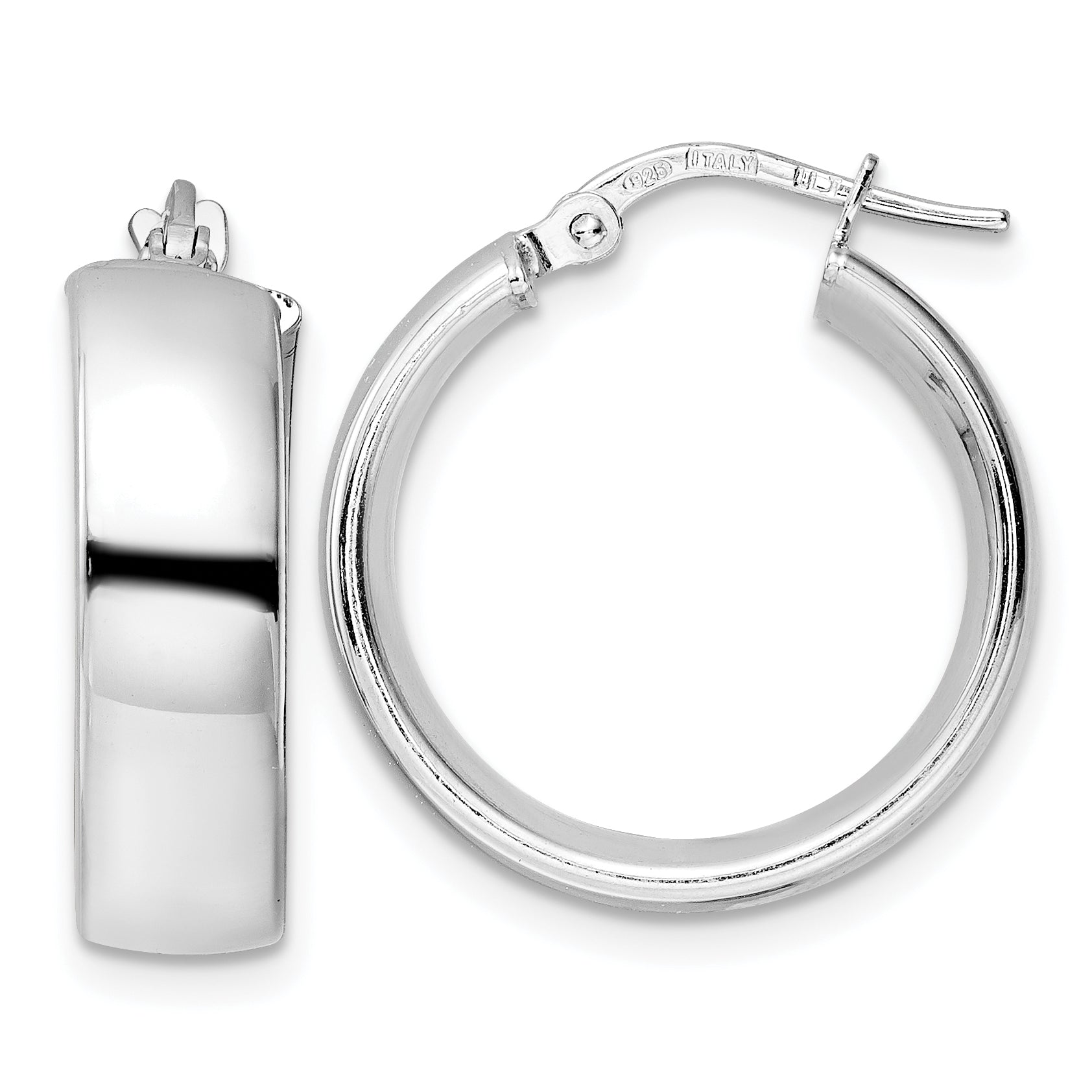 Sterling Silver Rhod-plated Polished Hoop Earrings Main image