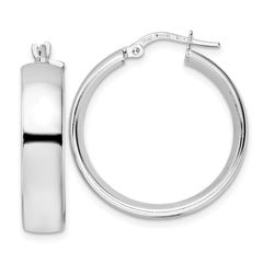 Sterling Silver Rhod-plated Polished Hoop Earrings