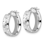 Sterling Silver Rhod-plated Polished D/C Hoop Earrings