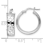 Sterling Silver Rhod-plated Polished D/C Hoop Earrings