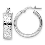 Sterling Silver Rhod-plated Polished D/C Hoop Earrings