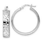 Sterling Silver Rhod-plated Polished D/C Hoop Earrings