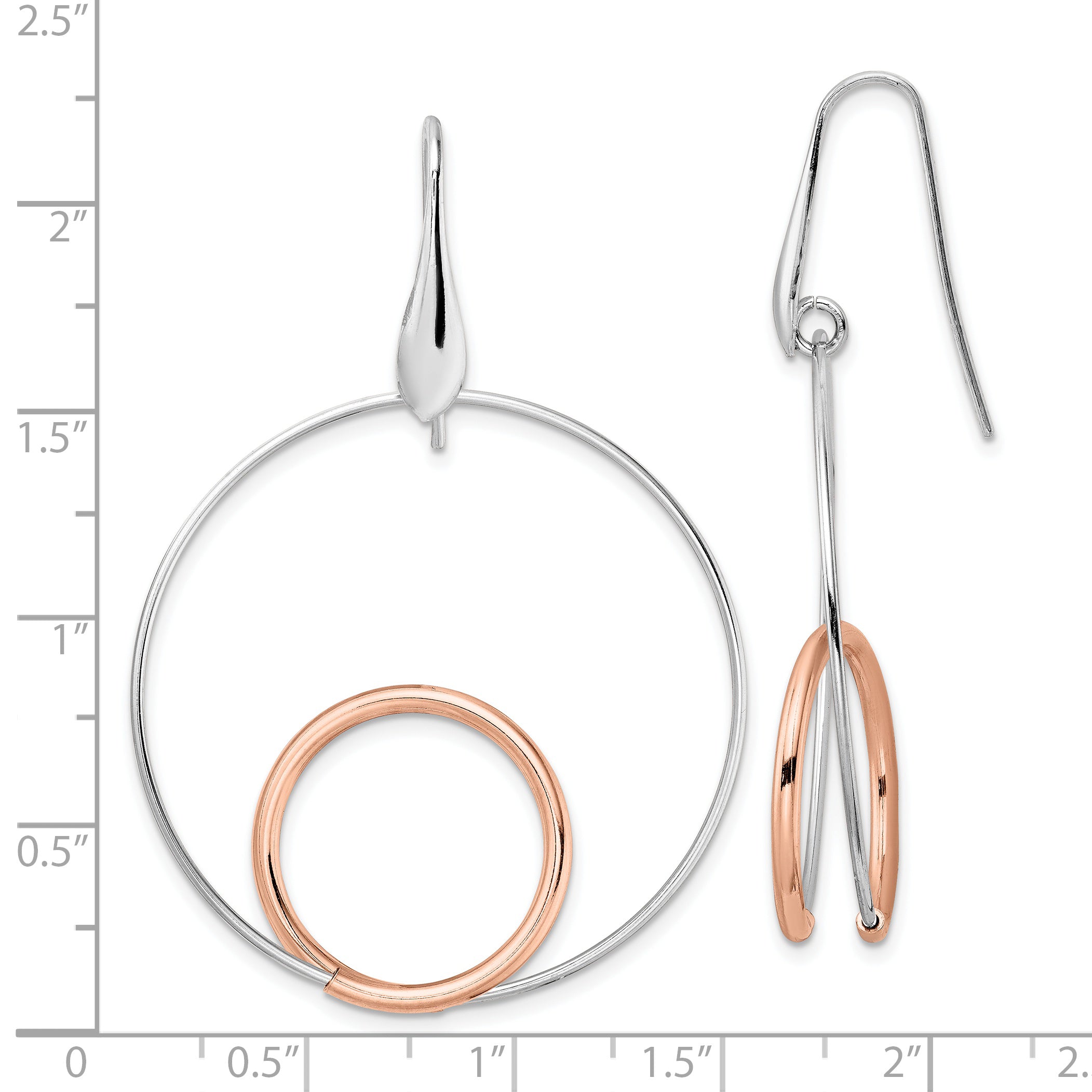 Sterling Silver Rh-p Rose-tone Polished Dangle Earrings