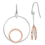 Sterling Silver Rh-p Rose-tone Polished Dangle Earrings