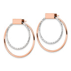 Sterling Silver Rh-p Rose-tone Polished D/C Post Dangle Earrings