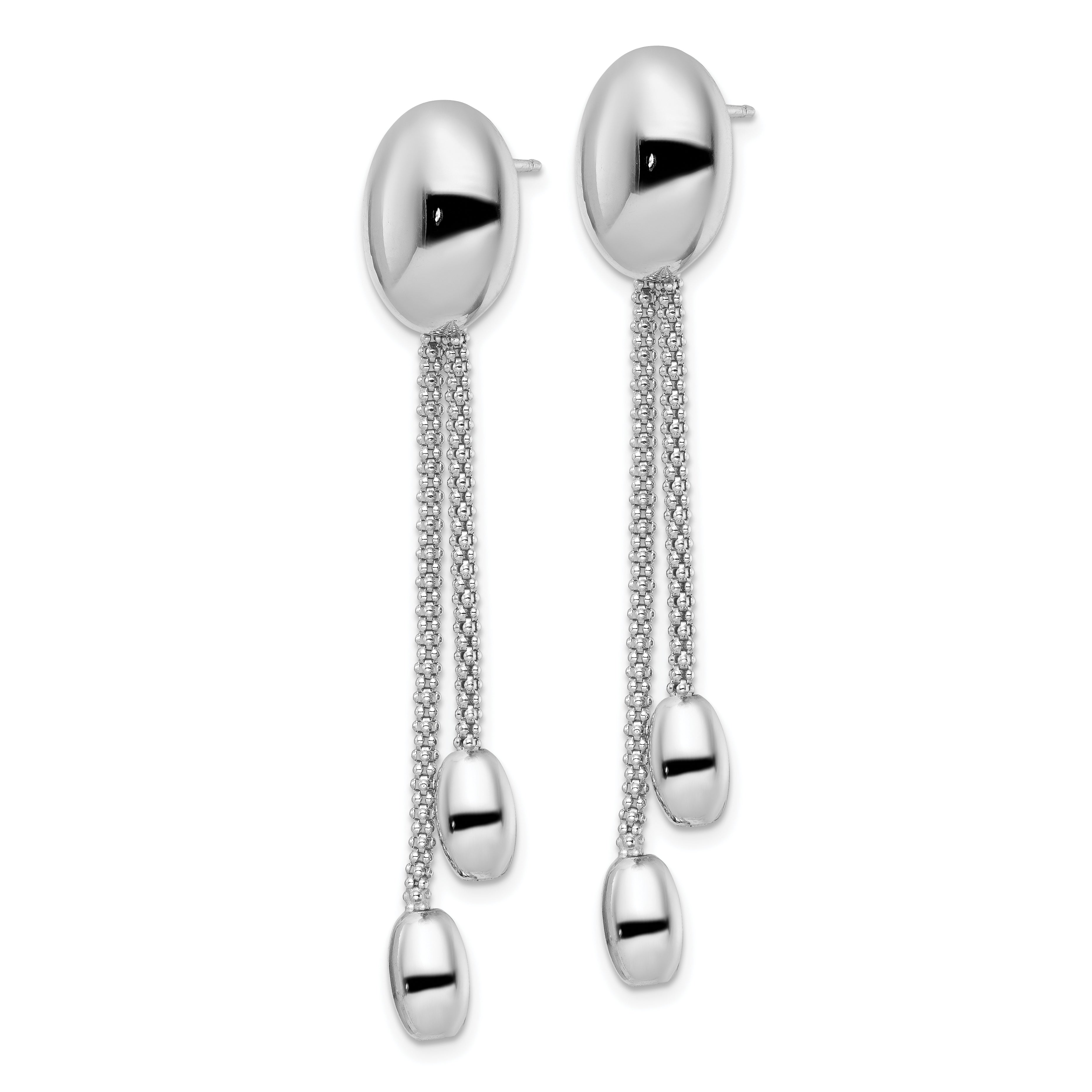 Sterling Silver Rhod-plated Polished Post Dangle Earrings