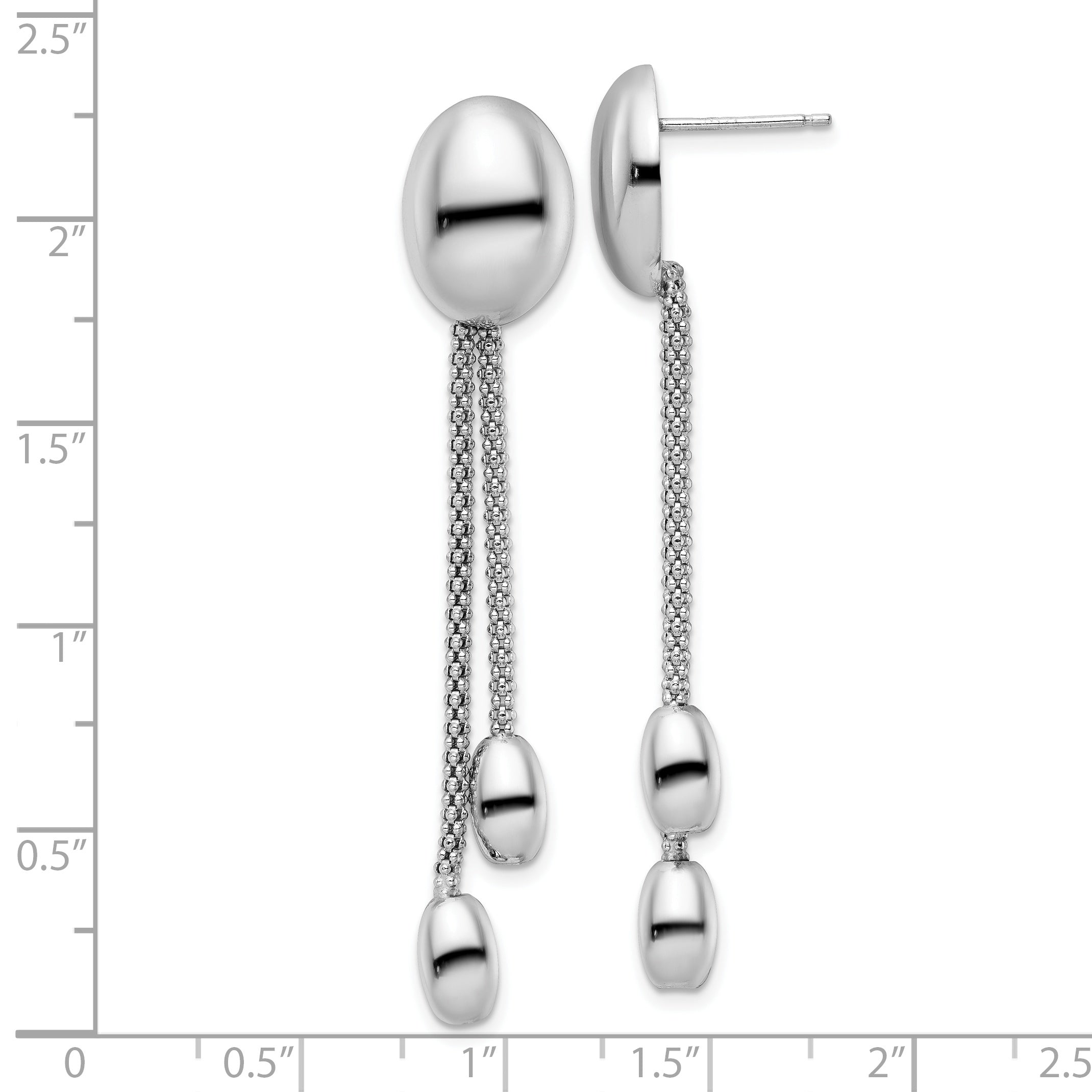 Sterling Silver Rhod-plated Polished Post Dangle Earrings