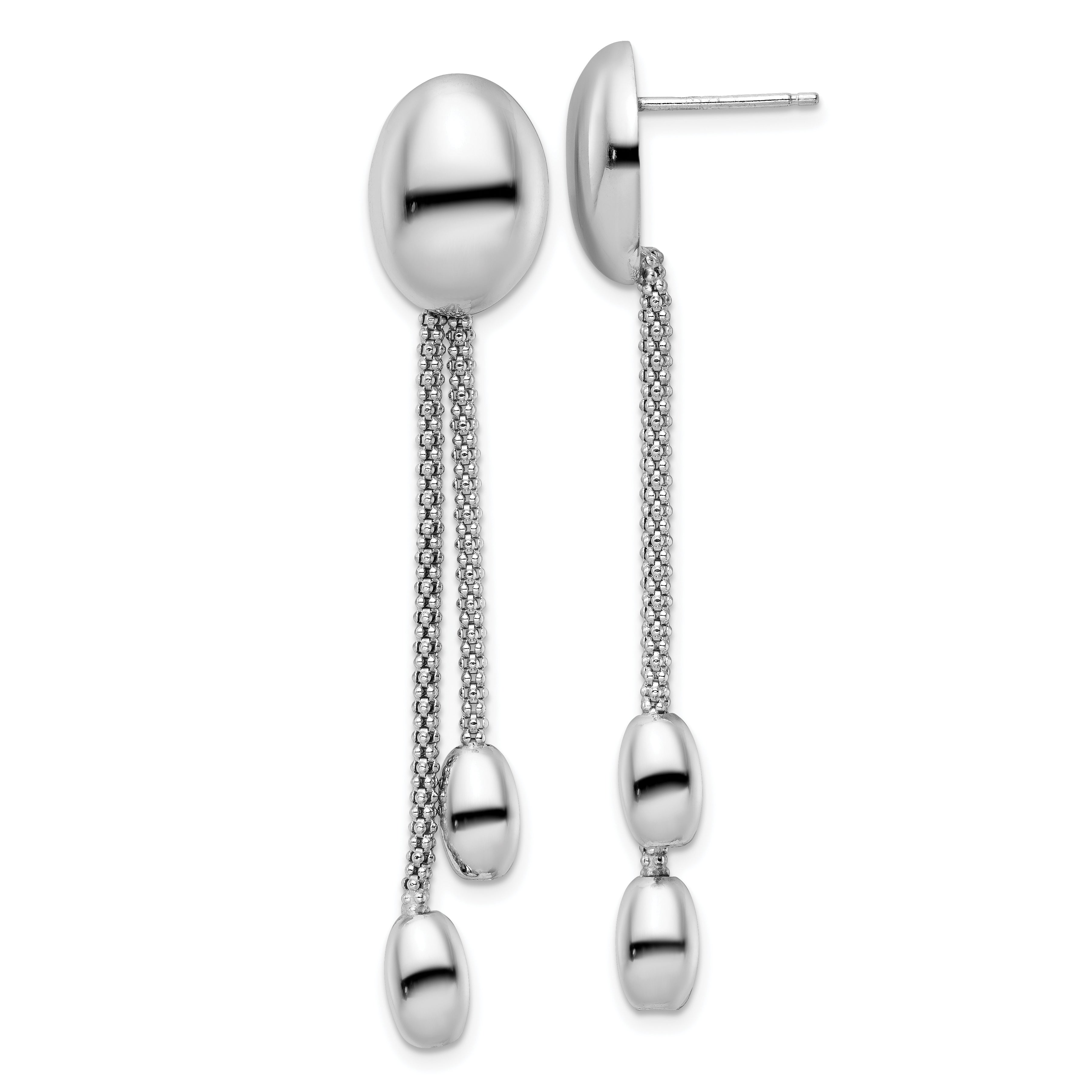Sterling Silver Rhod-plated Polished Post Dangle Earrings Main image