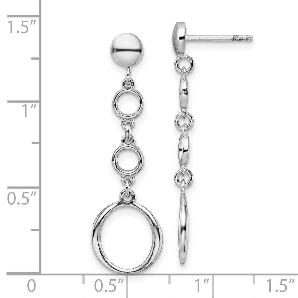 Sterling Silver Rhod-plated Post Dangle Earrings