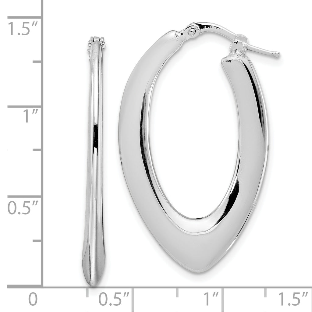 Sterling Silver Rhod-plated Polished Oval Hoop Earrings