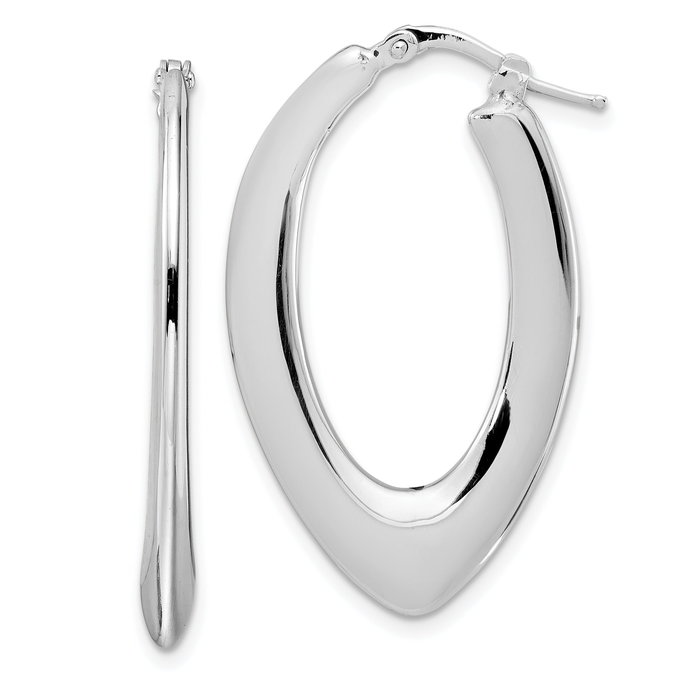 Sterling Silver Rhod-plated Polished Oval Hoop Earrings Main image