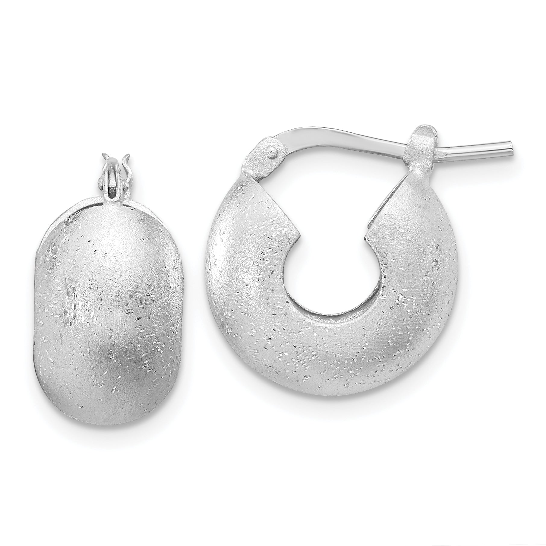 Sterling Silver Rhodium-plated Sparkle Hoop Earrings Main image