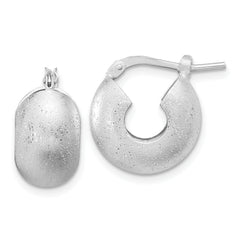 Sterling Silver Rhodium-plated Sparkle Hoop Earrings