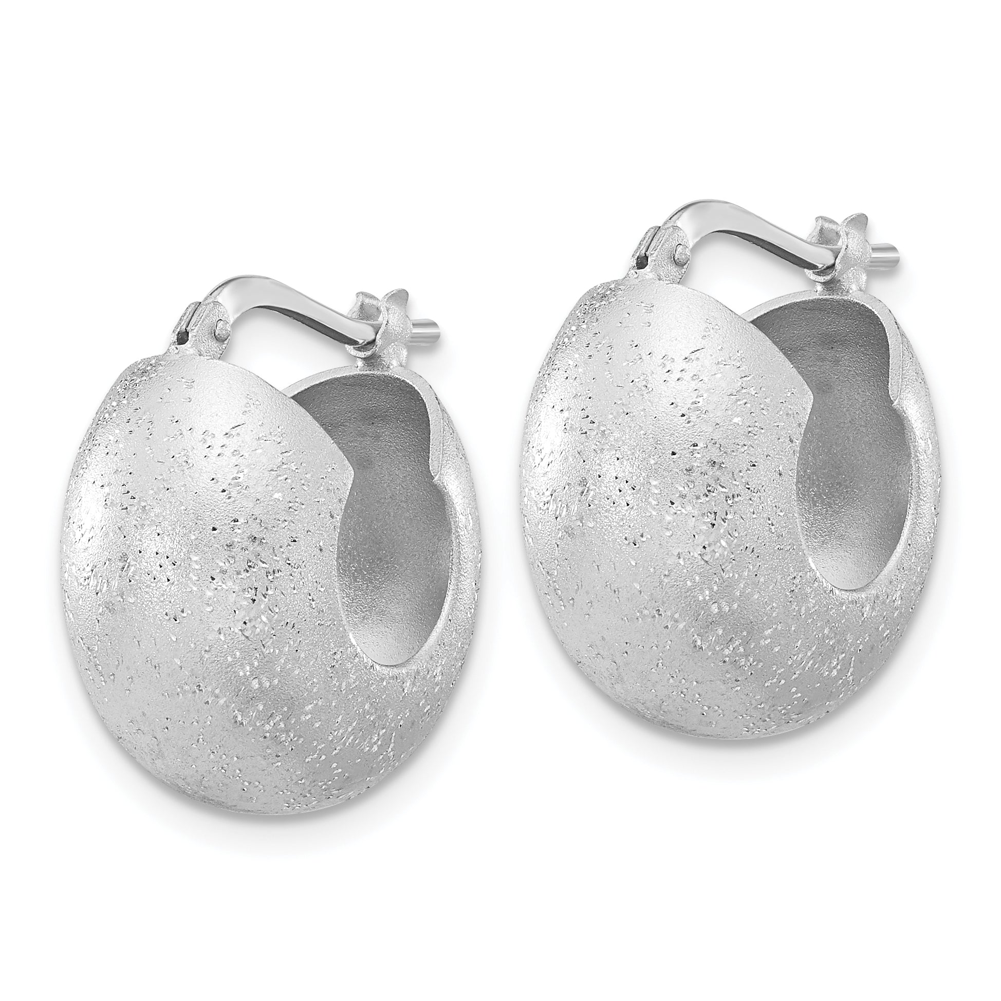 Sterling Silver Rhodium-plated Sparkle Hoop Earrings Secondary image