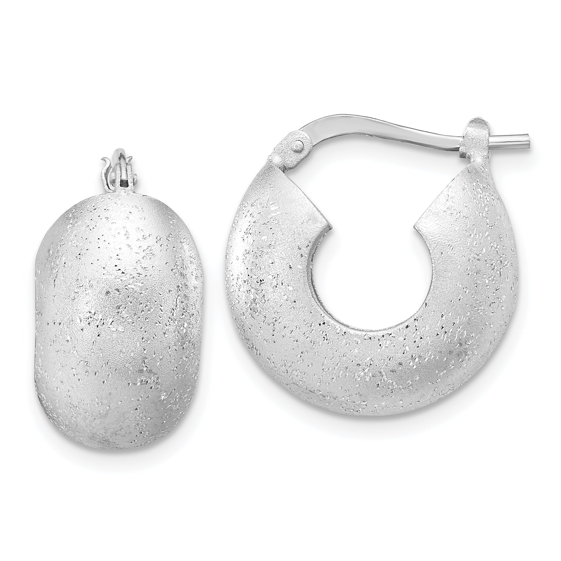 Sterling Silver Rhodium-plated Sparkle Hoop Earrings Main image