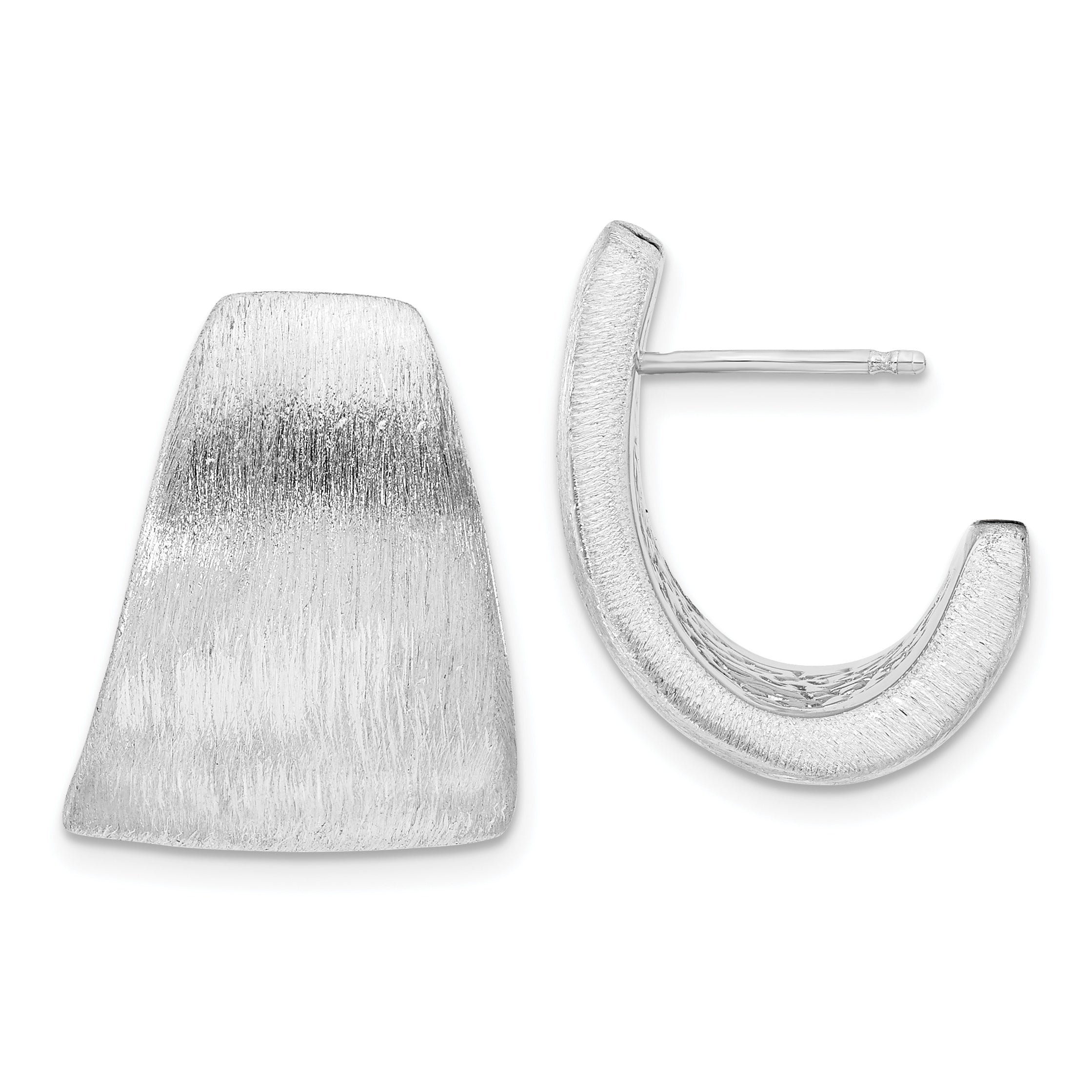Sterling Silver Rhodium-plated Etched J-Hoop Earrings Main image
