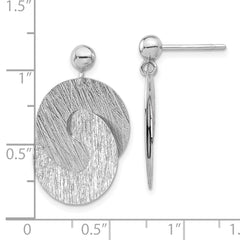 Sterling Silver Rhodium-plated Etched Circles Dangle Earrings