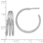 Sterling Silver Rh-plated Diamond Cut J-Hoop Earrings
