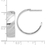 Sterling Silver Rh-plated Etched Stripe Hoop Earrings