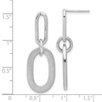 Sterling Silver Rh-plated Polished and Satin Oval Dangle Earrings