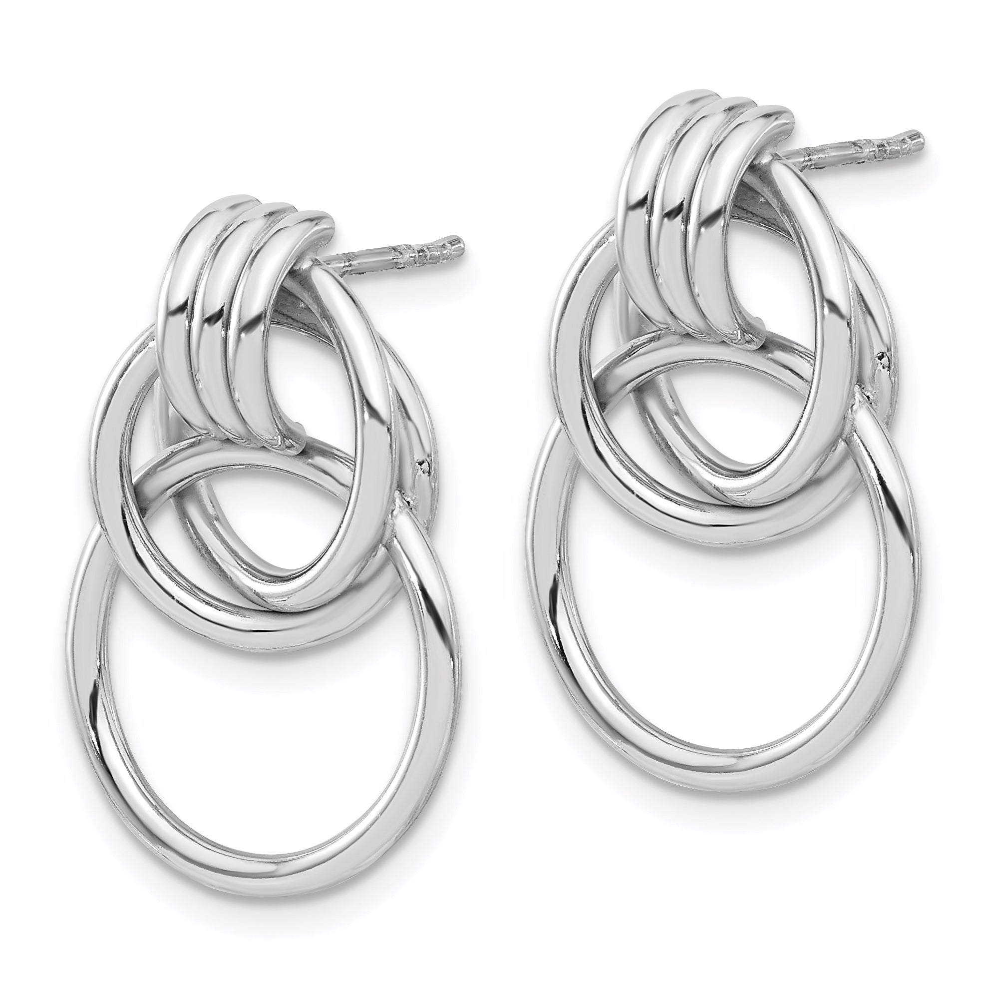 Sterling Silver Rh-plated Polished Circle Drop Post Earrings Secondary image