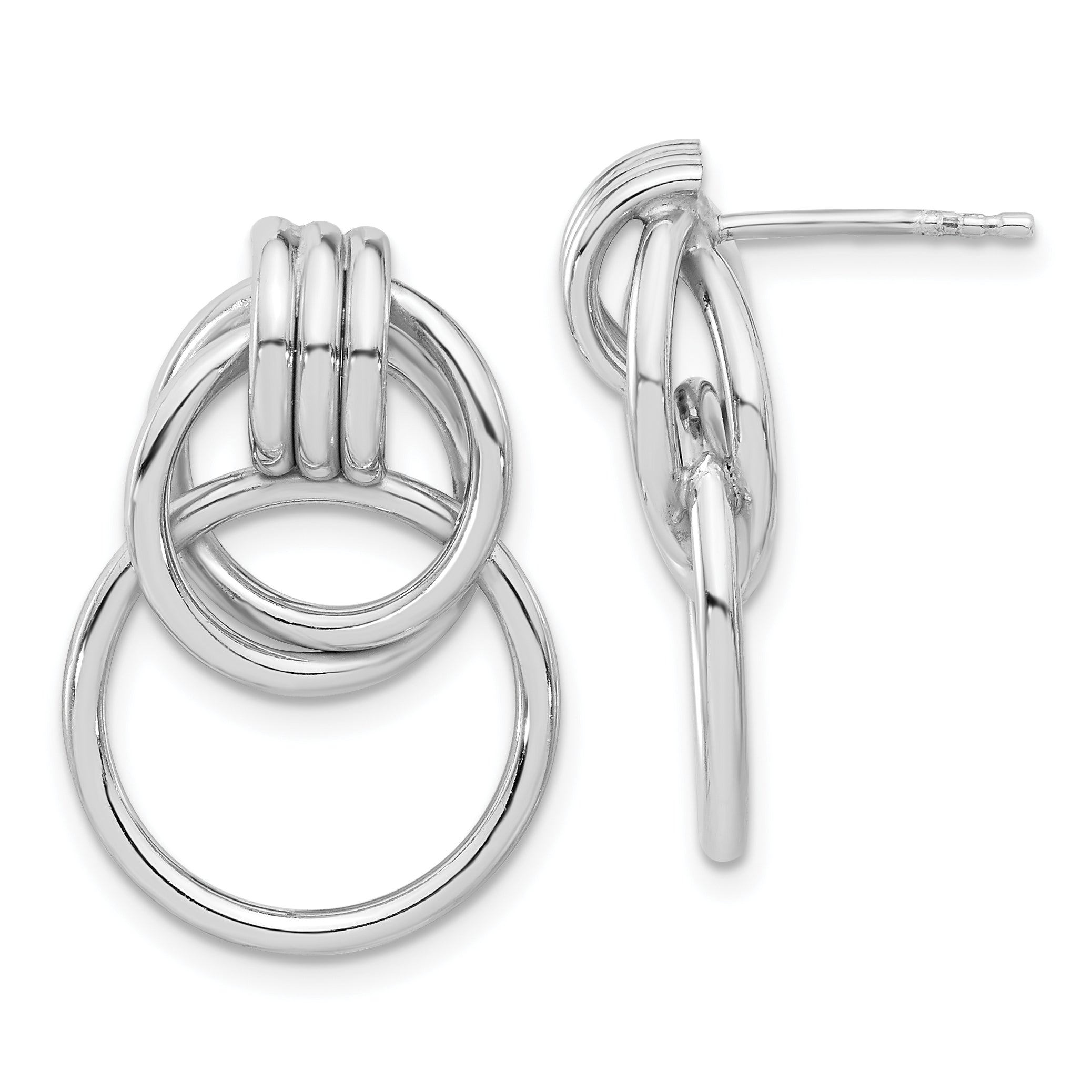 Sterling Silver Rh-plated Polished Circle Drop Post Earrings Main image