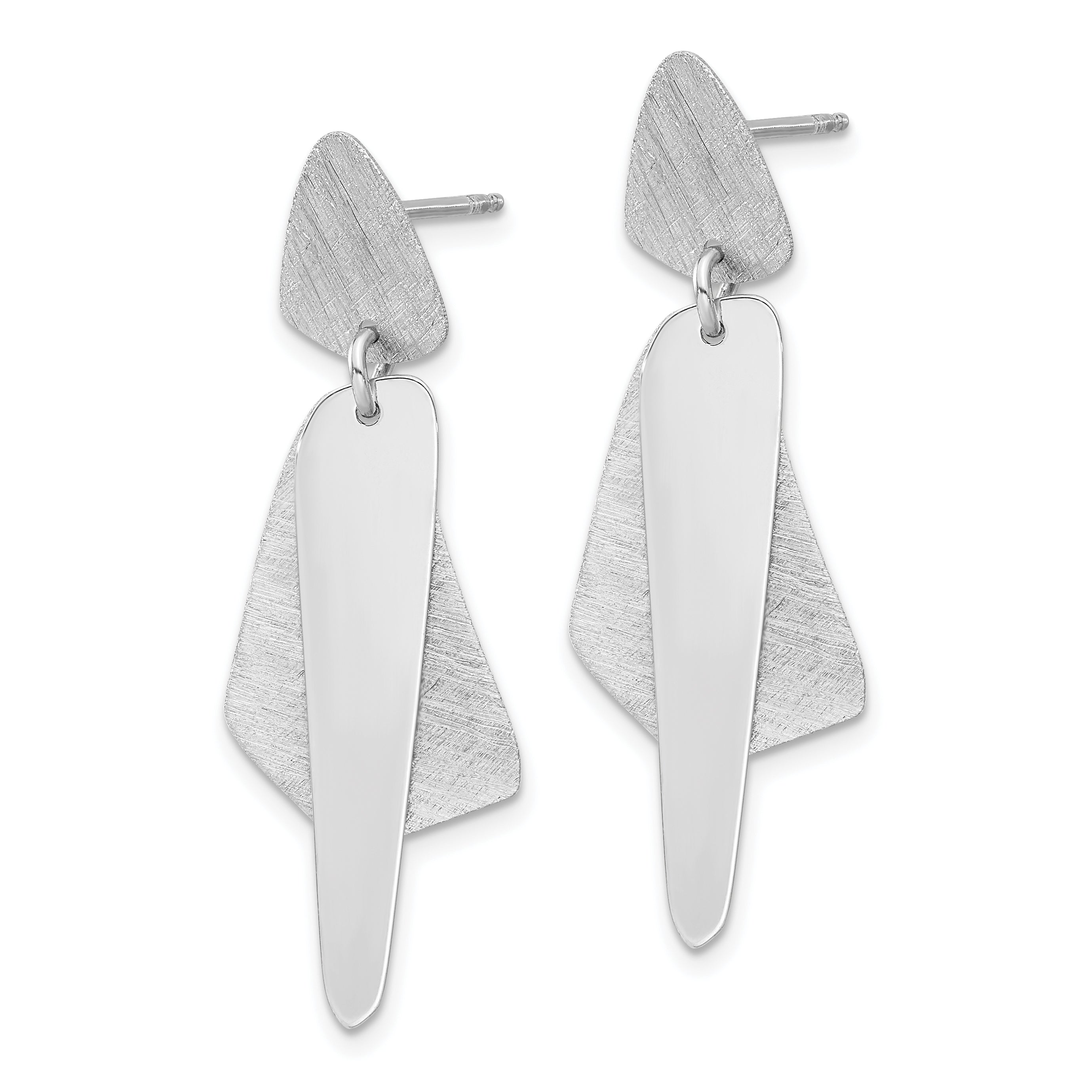 Sterling Silver RH-plated Polished and Brushed Post Dangle Earring Secondary image