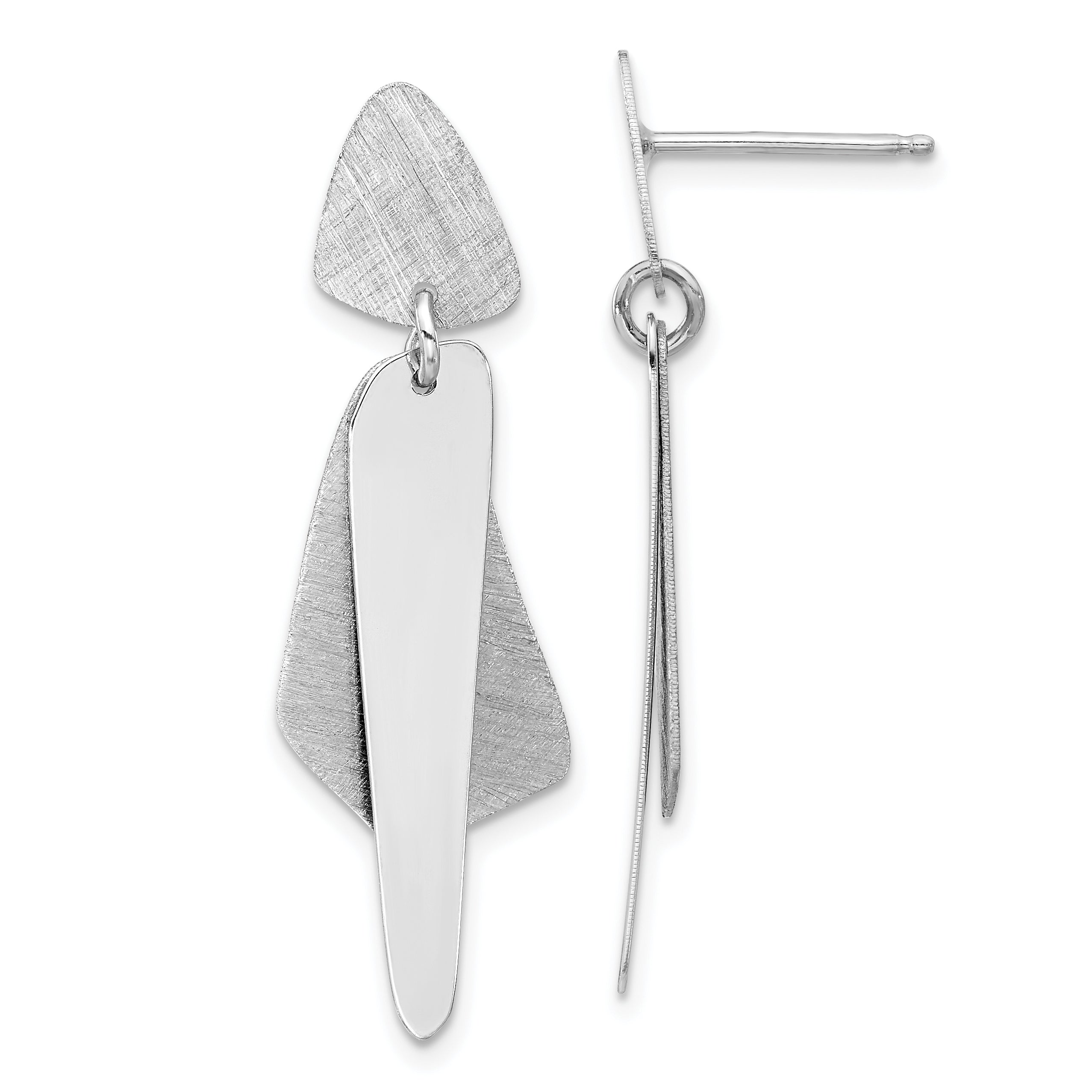 Sterling Silver RH-plated Polished and Brushed Post Dangle Earring Main image