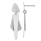 Sterling Silver RH-plated Polished and Brushed Post Dangle Earring