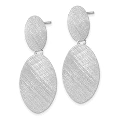 Sterling Silver Rhodium-plated Brushed Ovals Post Dangle Earrings