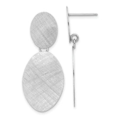 Sterling Silver Rhodium-plated Brushed Ovals Post Dangle Earrings