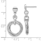 Sterling Silver Rhodium-plated Circles Post Dangle Earrings