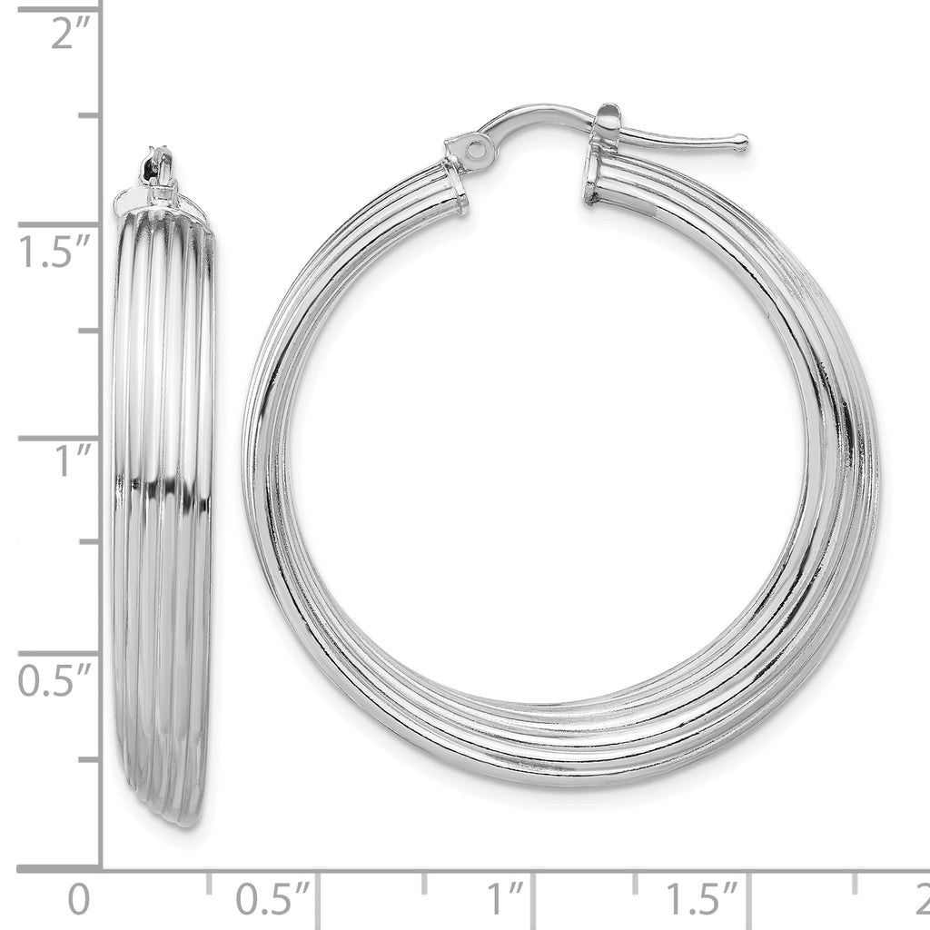 Sterling Silver Rhodium-plated Large Hoop Earrings