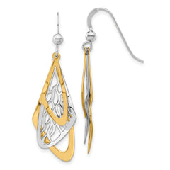 Sterling Silver Rhodium-plated and Gold-tone Dangle Earrings