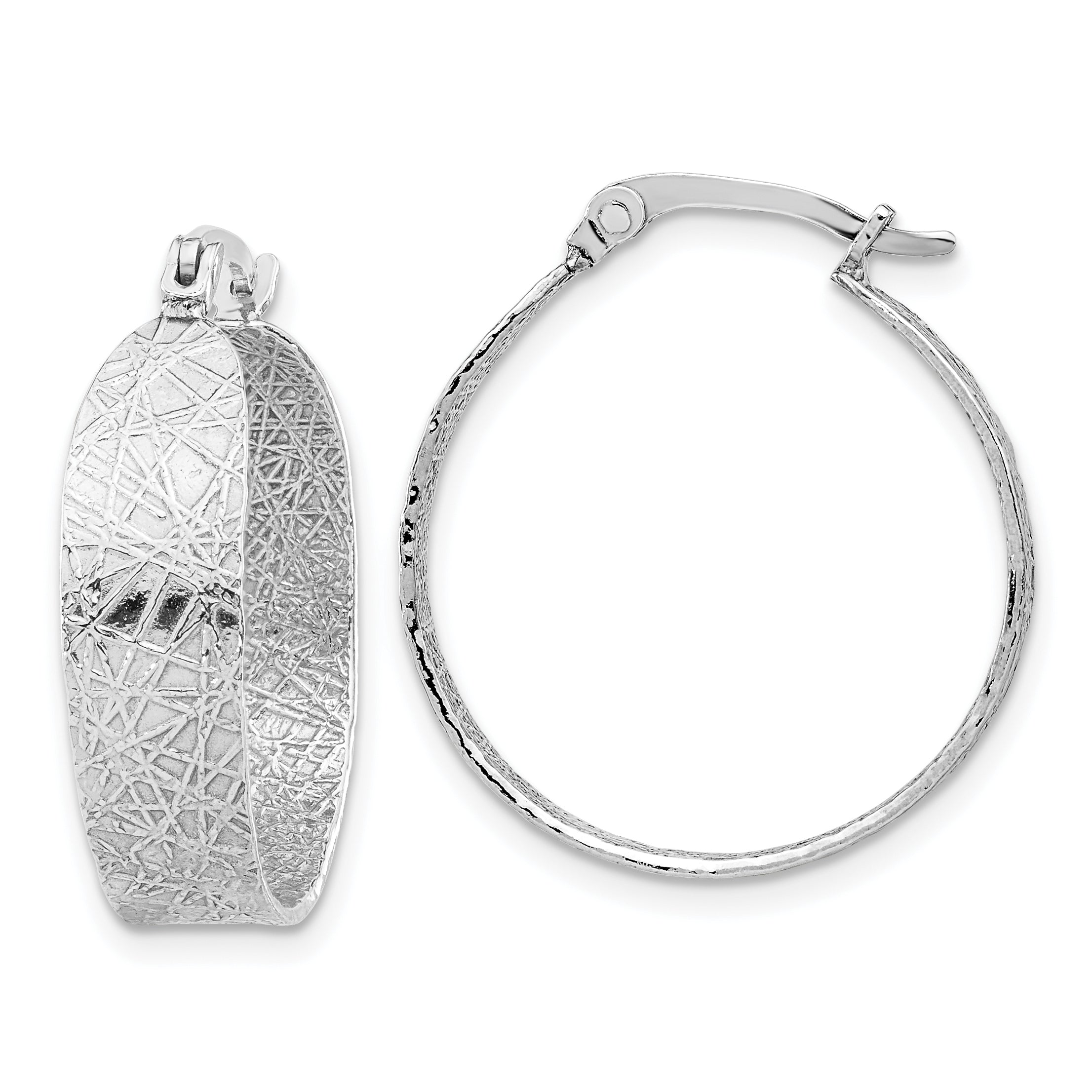 Sterling Silver Rhodium-plated Textured Hoop Earrings Main image