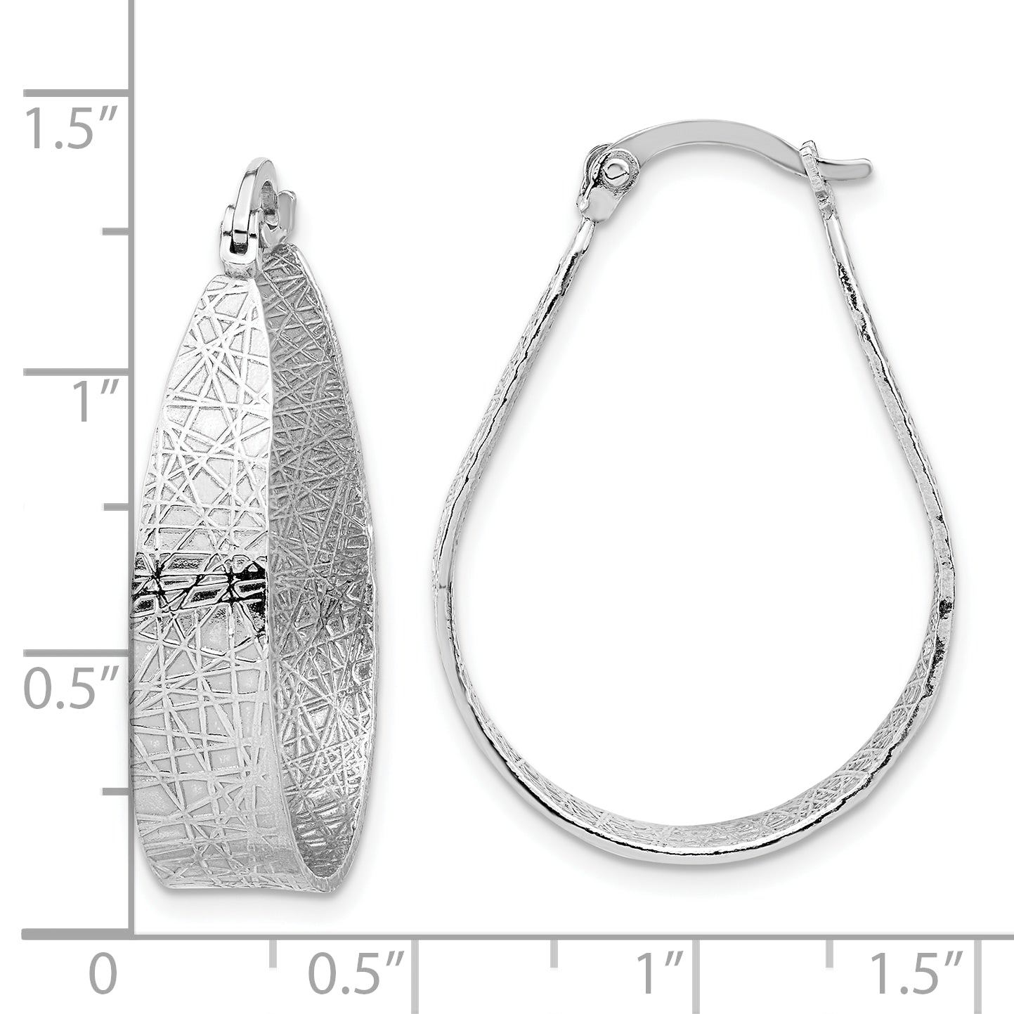 Sterling Silver Rhodium-plated Textured Hoop Earrings